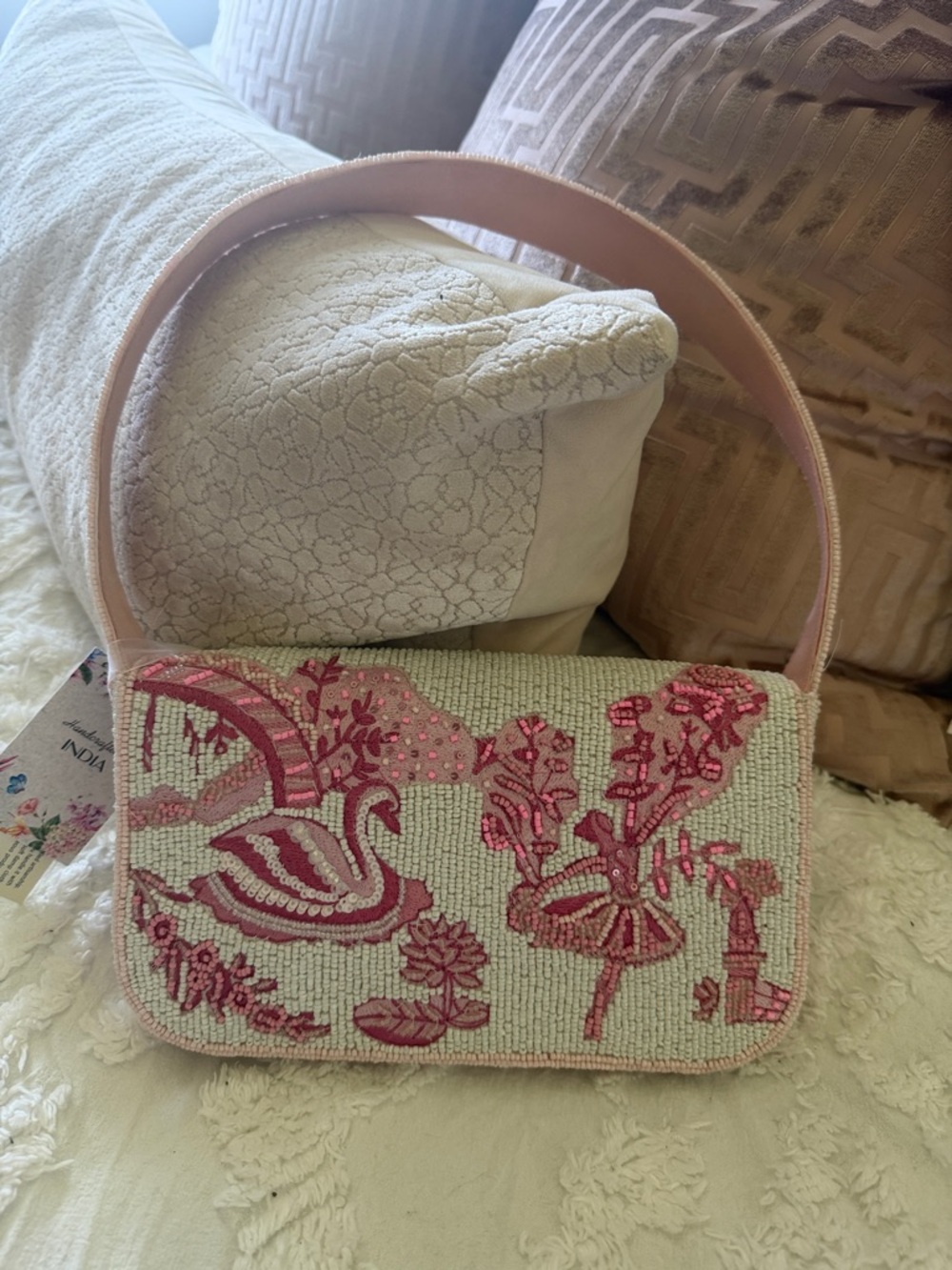 Pink Beaded Ballerina Shoulder Bag